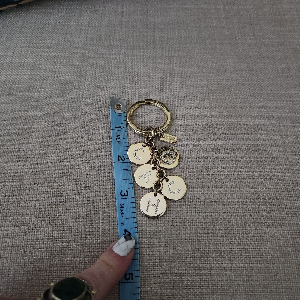 Rare Vintage Coach Gold Keychain Bag Charm with Crystal Accents - Picture 4 of 9
